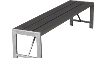 Bænk H-model 180 cm. nonwood antracit og galv. stel HORTUS